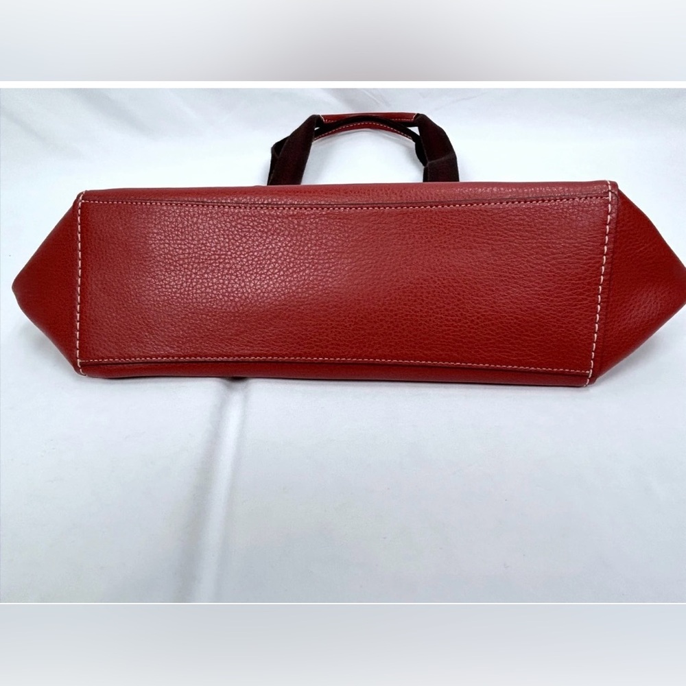 Coach Pebbled Leather Derby Tote Shoulder Bag Red - Picture 3 of 7